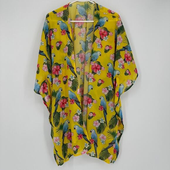 Soft Surroundings Other - Soft Surroundings Kimono Womens ONE SIZE Swim Coverup Yellow Tropical Parrot